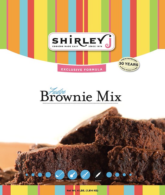 Shirley J Fudge Brownie Label (front) Shirley J Cooking Made Easy