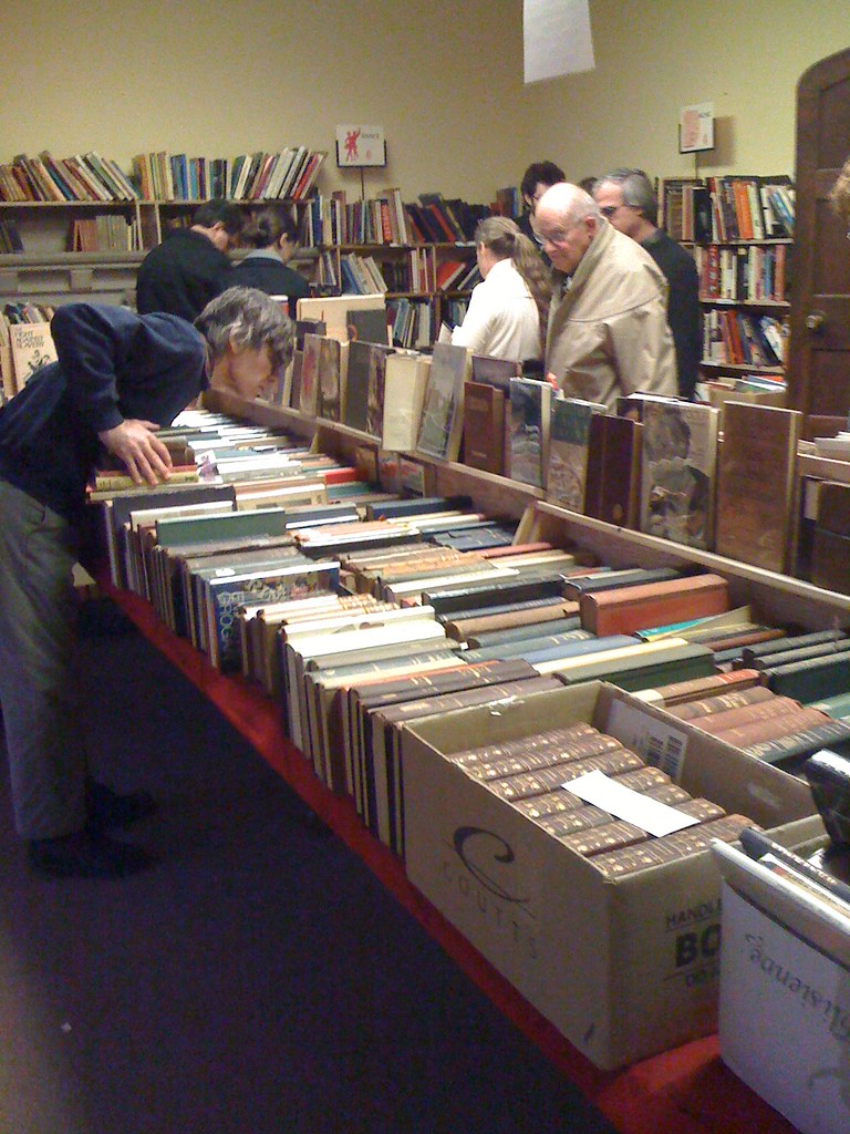 The "Treasures" room at the Trinity College Book Sale Flickr