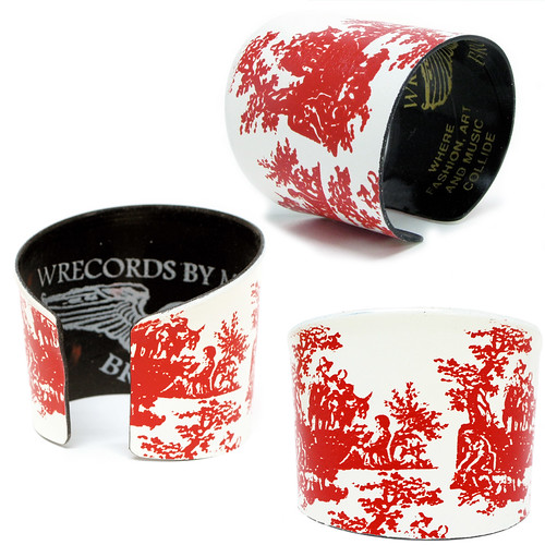 Recycled Vinyl Record Bracelet Toile Pattern WrecordsByMon… Flickr