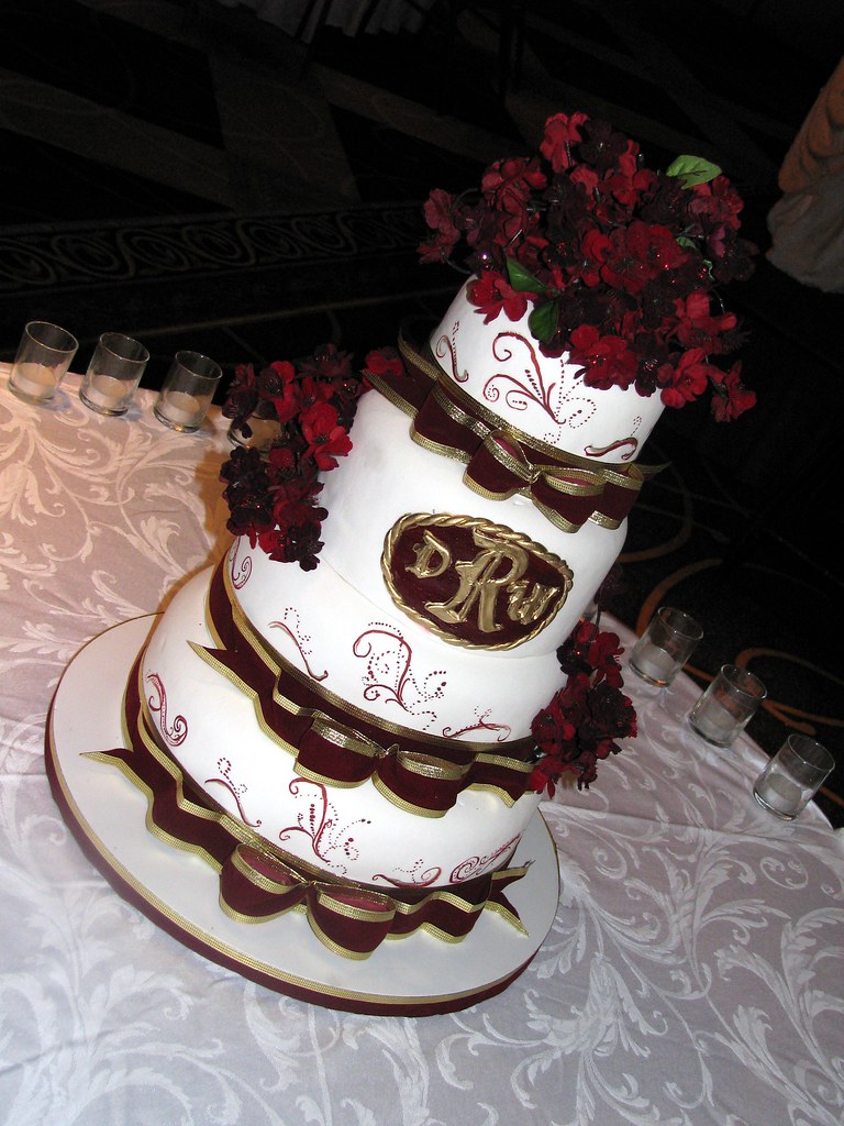 Burgundy and Gold Wedding cake Sweet Confections Cakes Flickr