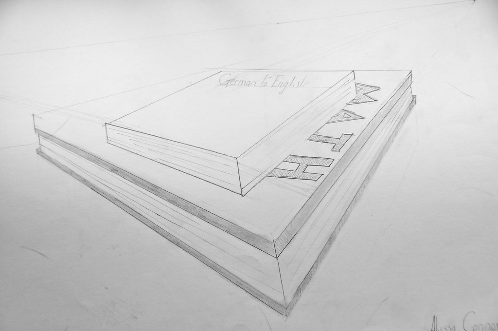 TwoPoint Perspective Books Pencil drawing. blackcat81093 Flickr