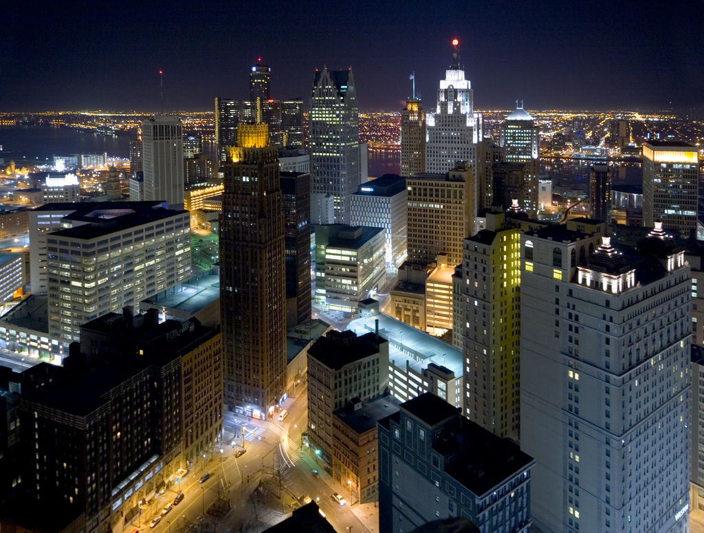 Downtown Detroit at night A night picture of Detroit City … Flickr