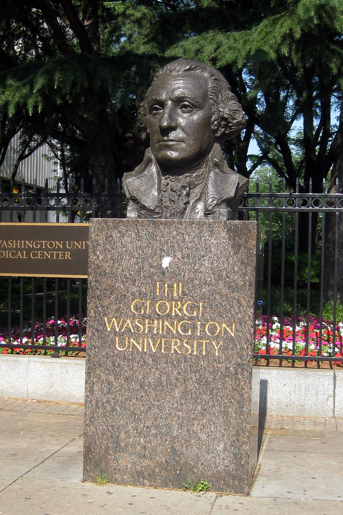 Washington DC Foggy Bottom GWU Washington bust a photo on