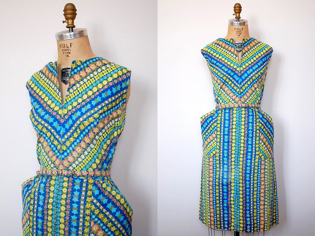Vintage 60s Bright Print Cotton House Dress 13bees Flickr