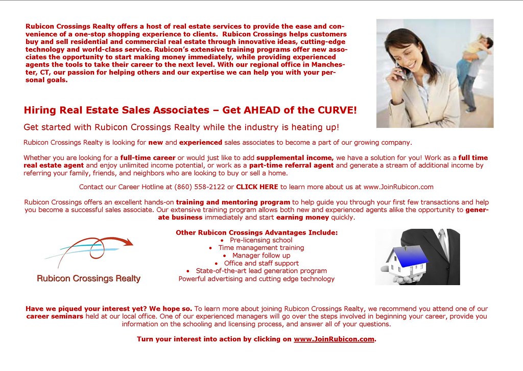 Hiring Real Estate Agents Rubicon Crossings Realty is hiri… Flickr