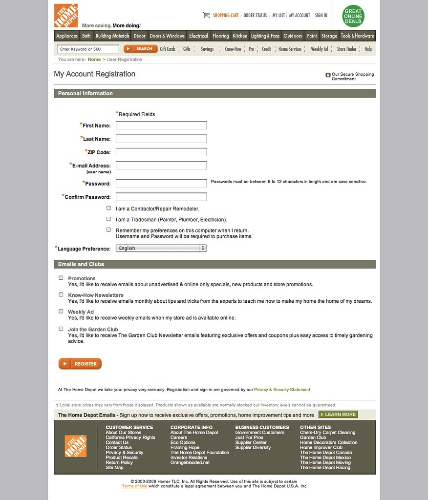 The Home Depot My Account Registration secure2.homedepot… Flickr