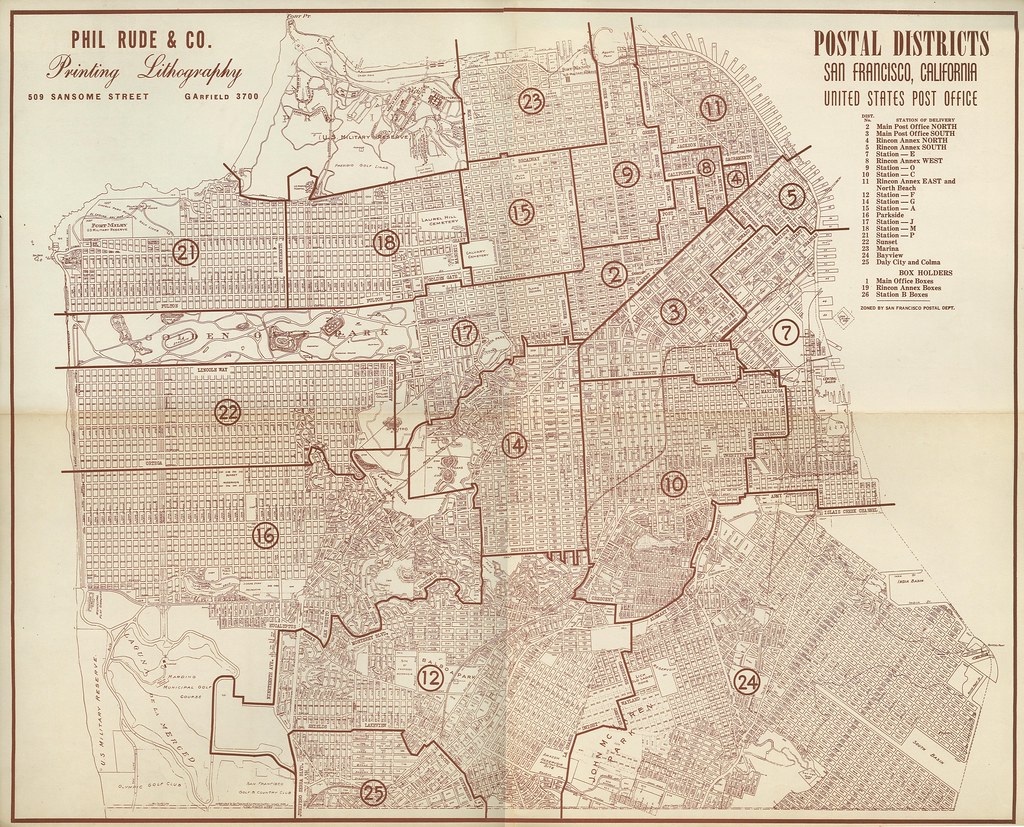 Postal Districts San Francisco, California (c. 1945?) Flickr