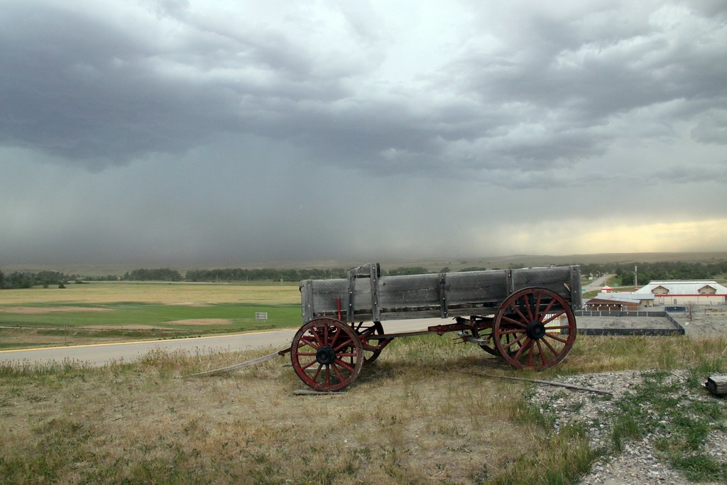 Crow Agency, Montana USA An uncovered western wagon outsid… Flickr
