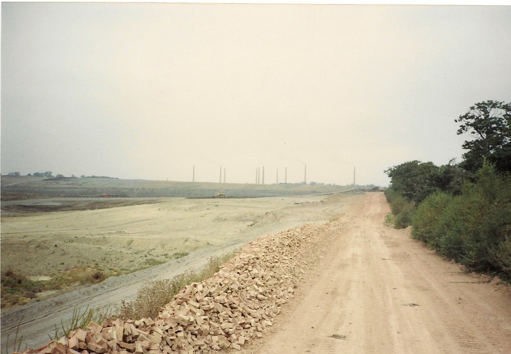 Calvert brickworks quarry and chimneys, August 1991. Flickr