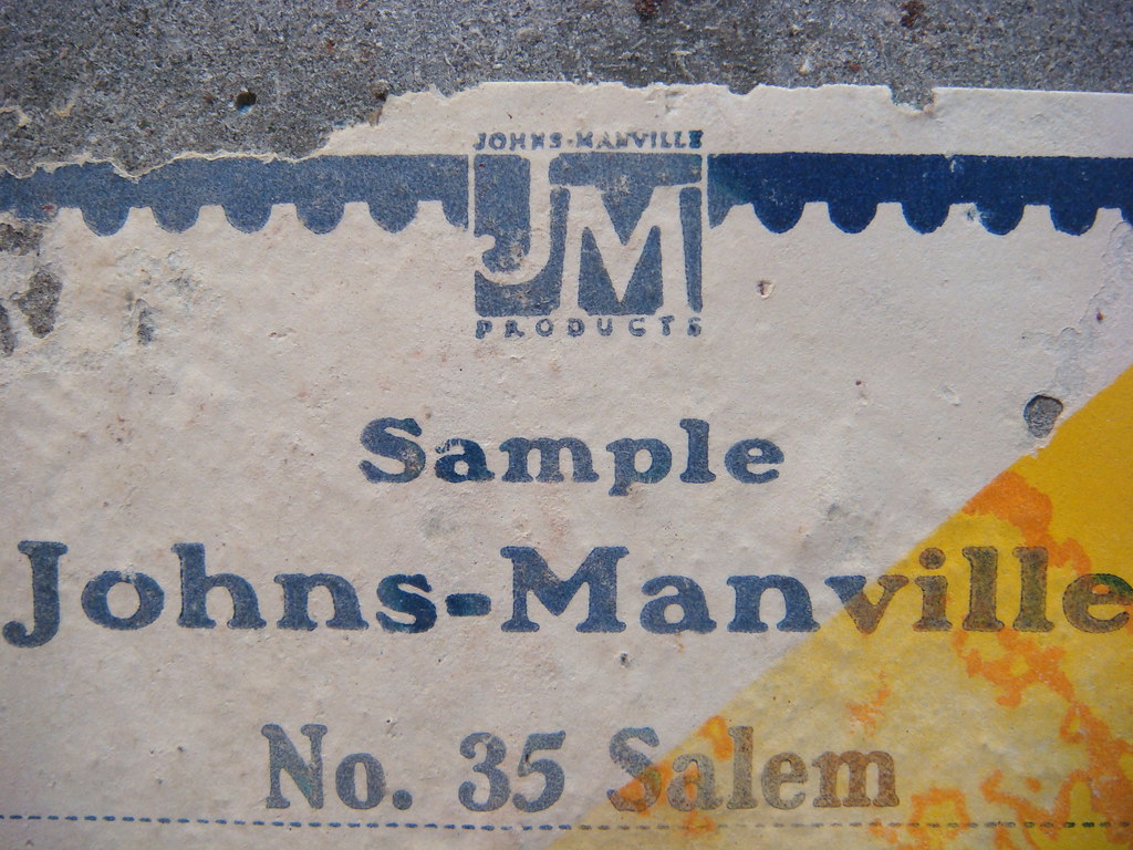 Closeup JohnsManville Asbestos Shingle Label & Logo Flickr