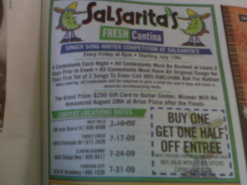 New Salsarita's Coupon in this month's MetroPulse Found th… Flickr