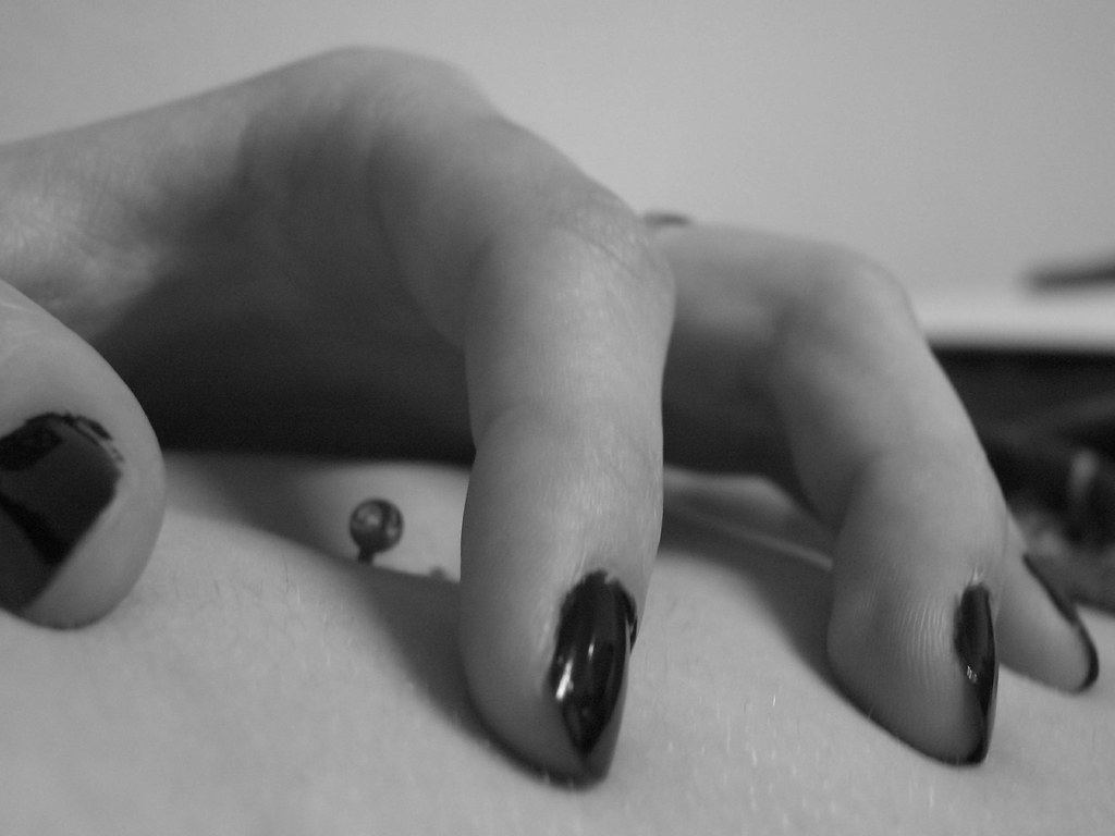 Black and white hand I paint my nails to force me to study… Flickr
