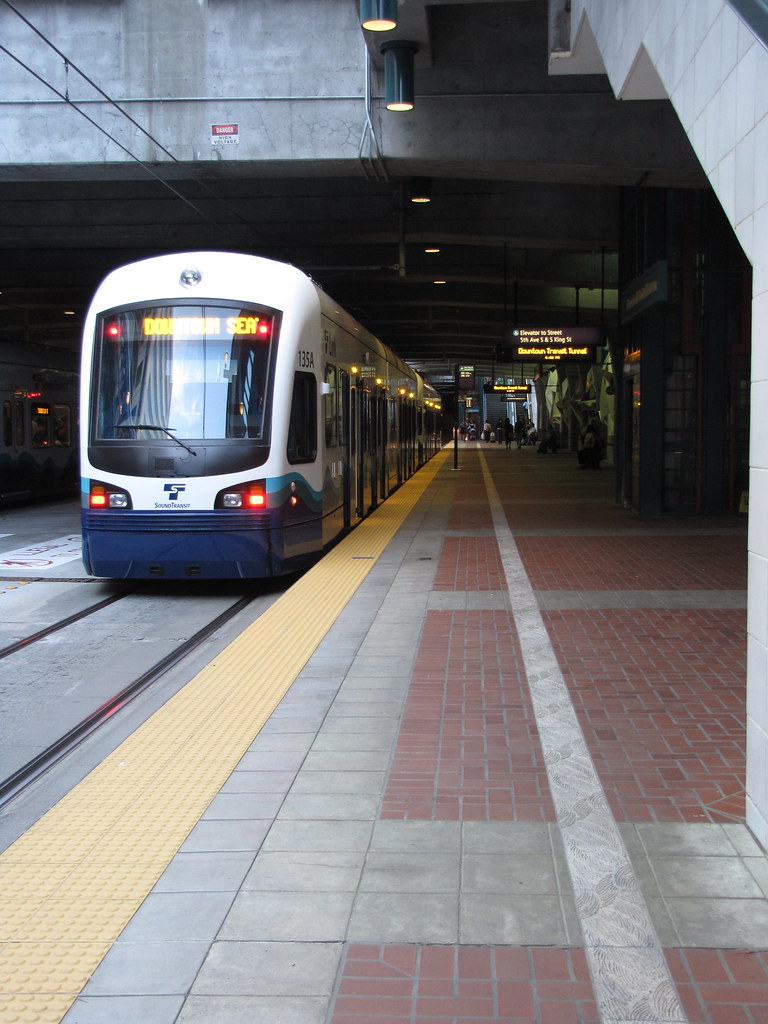 Train in the International District/Chinatown station Flickr