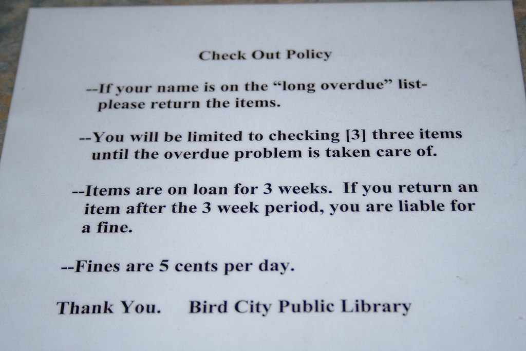Bird City Library Check Out Policy In all, a fairly gener… Flickr