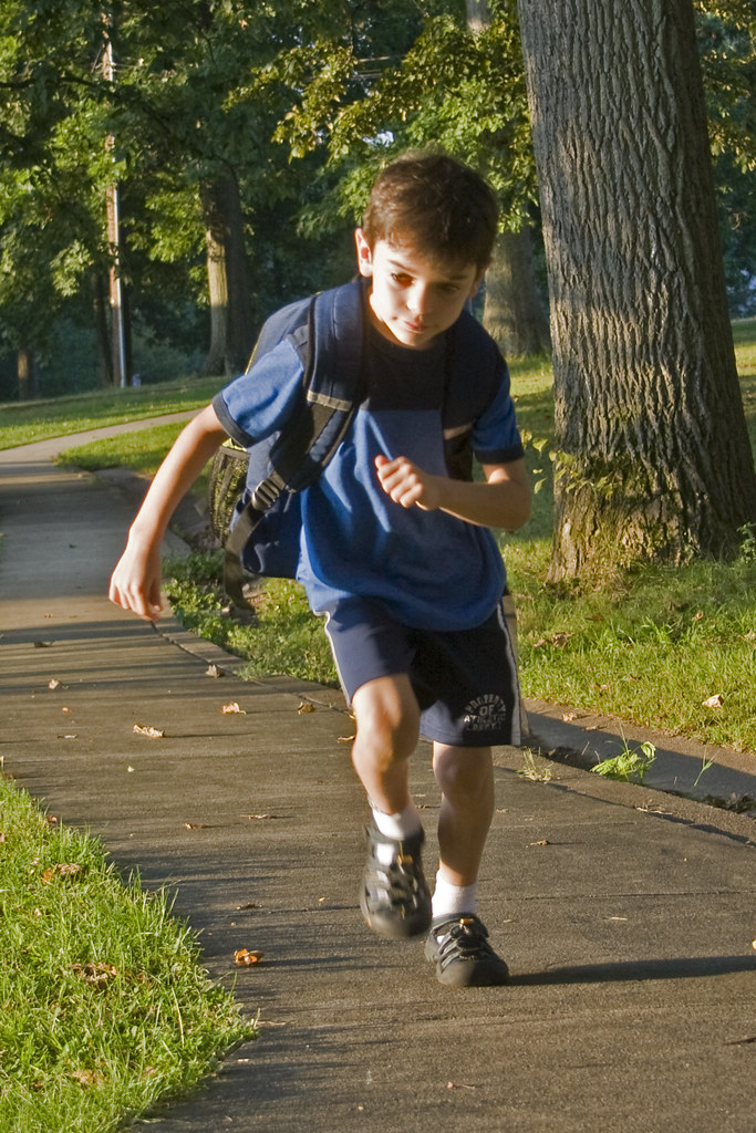 boy, with back pack, running boy, with back pack, running Flickr