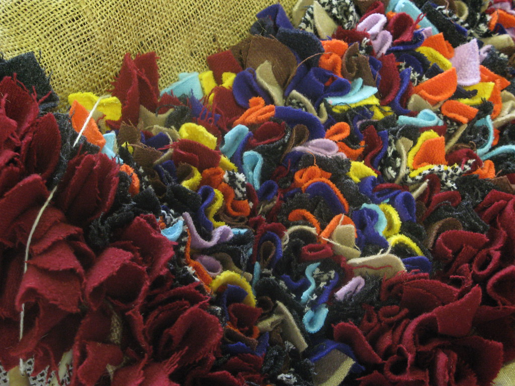 Rag Rug in Progress Half completed rag rug in the 1940's d… Flickr