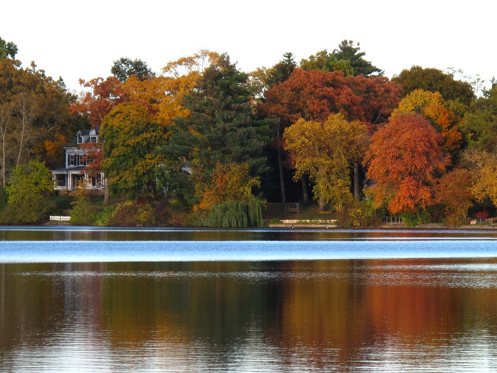 The other side Crystal Lake at Sunset. Newton Centre, MA tch601