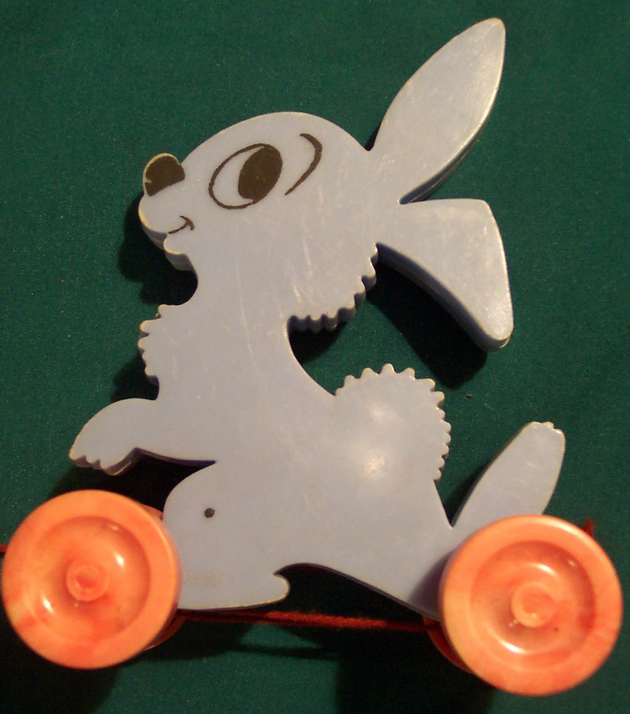 Vintage Easter Hard Plastic Rabbit on wheels a photo on Flickriver