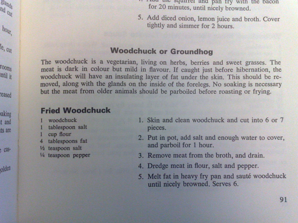Fried Woodchuck Recipe From "Northern Cookbook" edited by … Flickr