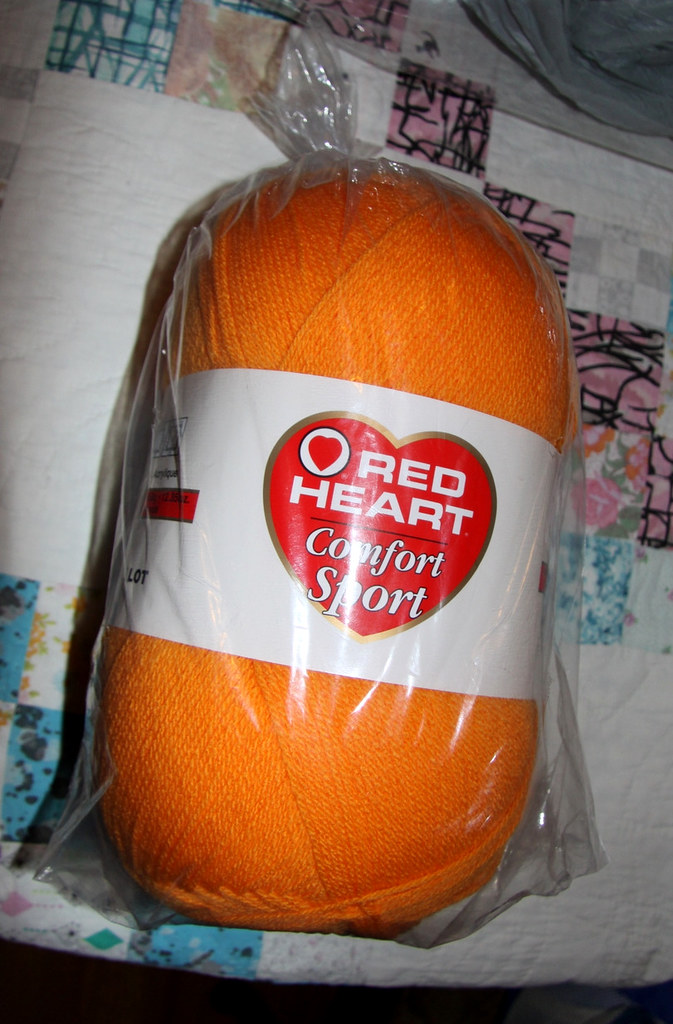 Red Heart Comfort Sport Orange Inexpensive yarn for this… Flickr