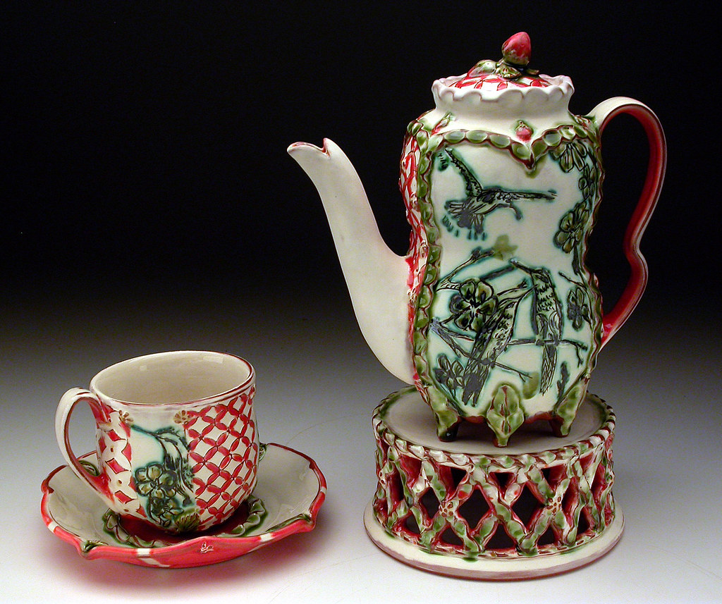 Teapot & Stand with Strawberry finial accessCeramics guest Flickr