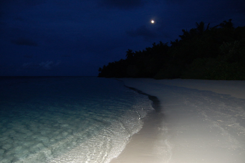 Maldives Nighttime view of the beach at Vilamendhoo, The … Flickr