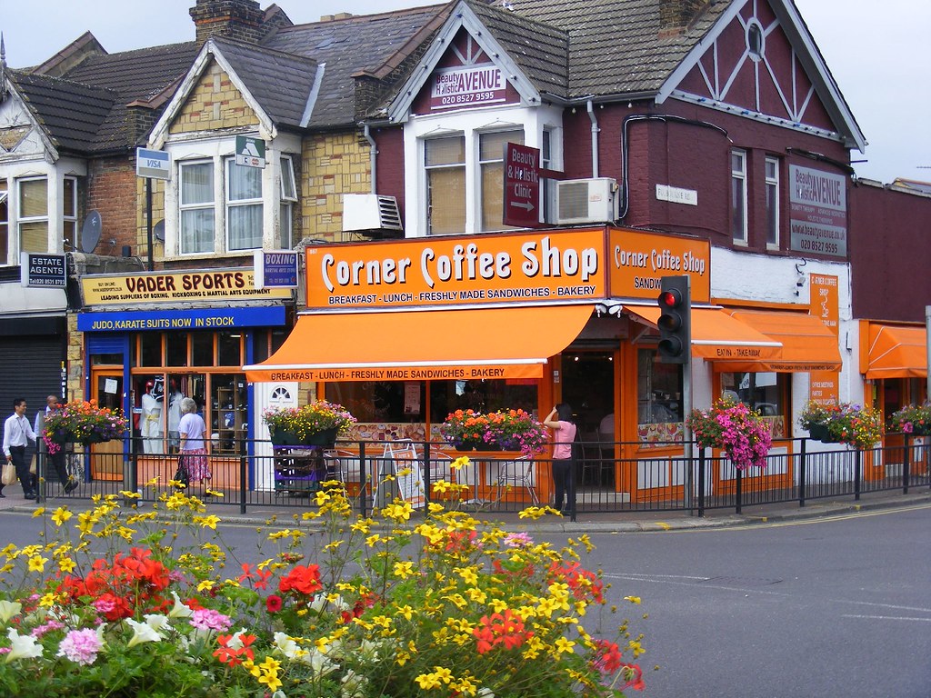 Walthamstow shops and cafe, E17 with stone cladding. Flickr