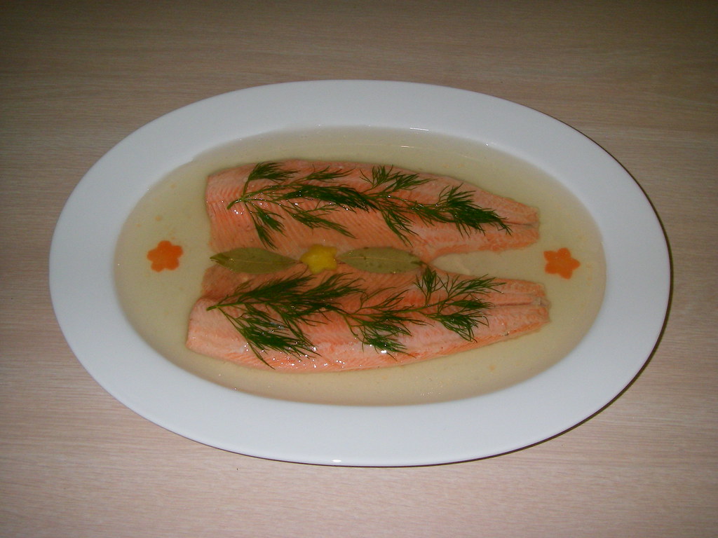 Trout in Aspic Trout fillets I poached in bouillon. The ga… Flickr