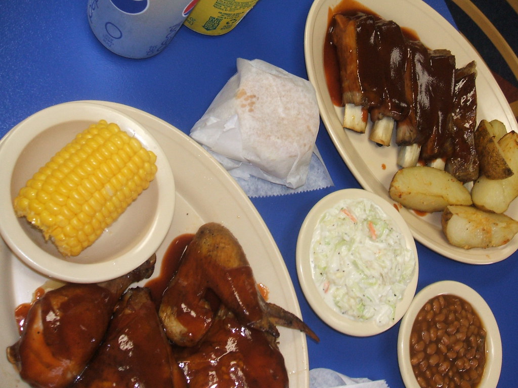 Ribs and chicken At Papa Bear's BBQ. jumbledpile Flickr