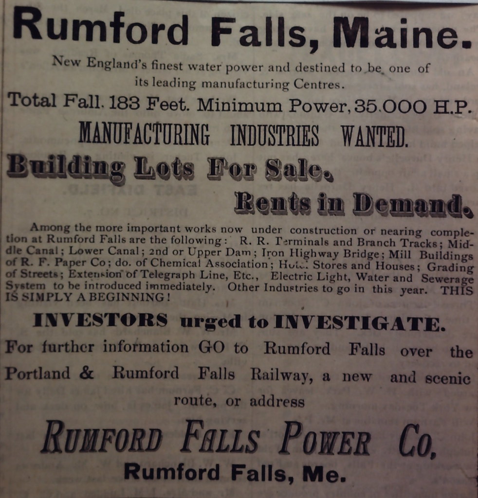 Rumford Falls Times Advertisement for Rumford Falls Power … Flickr