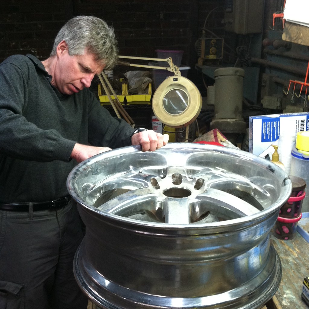 Chrome Stripping Dean stripping the chrome of a set of whe