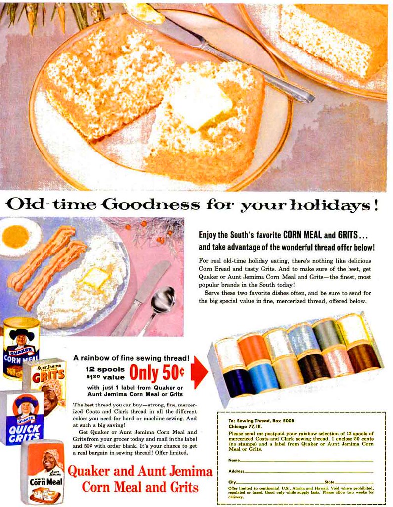 Quaker and Aunt Jemima Corn Meal and Grits Advertisement … Flickr