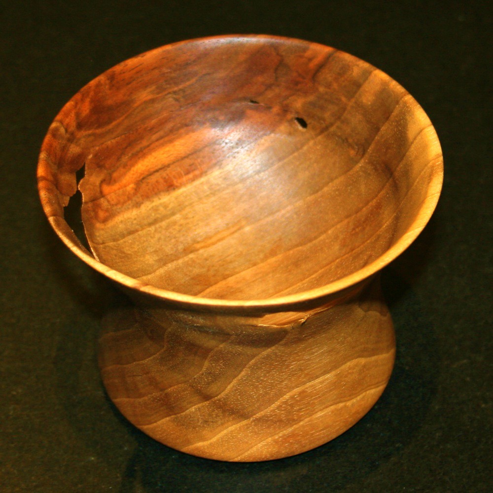 Perforated black walnut wood bowl A small handmade dish of… Flickr