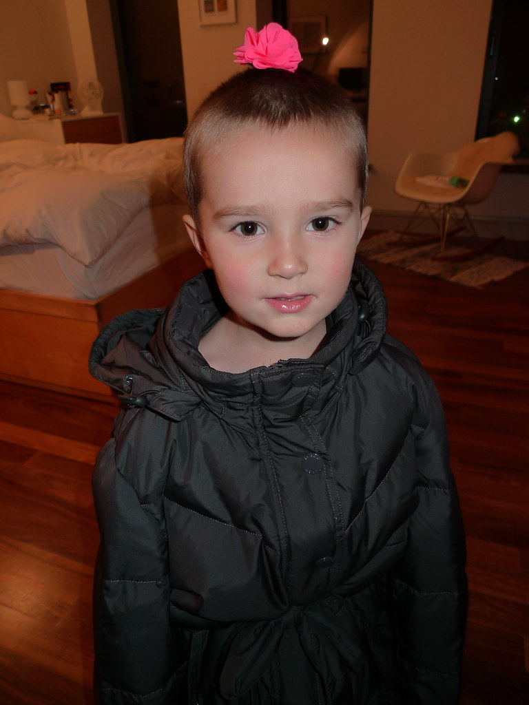 modeling mom's new coat and hair clip pbcury Flickr