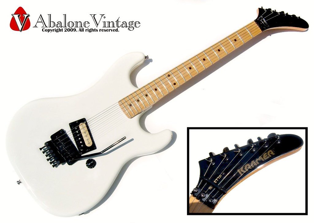 1985 kramer Baretta guitar with white finish and maple fingerboard