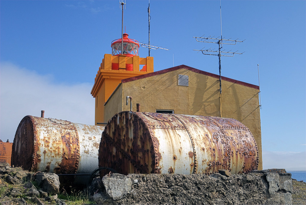 Dalatangi Lighthouse & Tanks I'm guessing these are fuel t… Flickr
