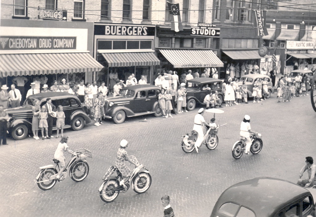 Cheboygan MI 1939 RPPC wonderful Golden Jubilee Parade Bik… Flickr