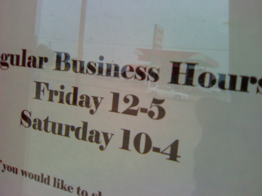 Business Hours Pretty limited hours. Friday 125 Saturday … Becky