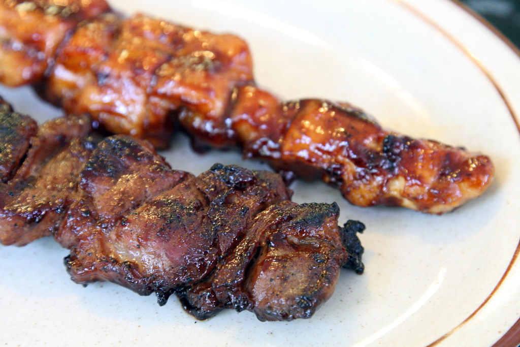 Pork and chicken skewers at Delicious BBQ, Jersey City Flickr