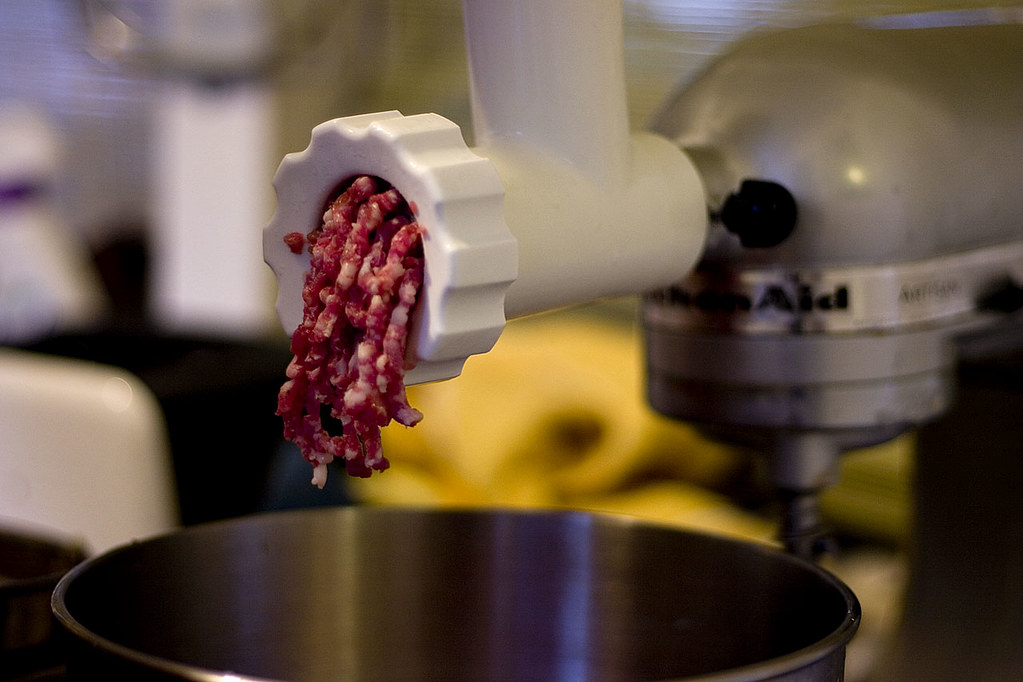 Grinding meat for sausage Grinding meat for sausage Flickr