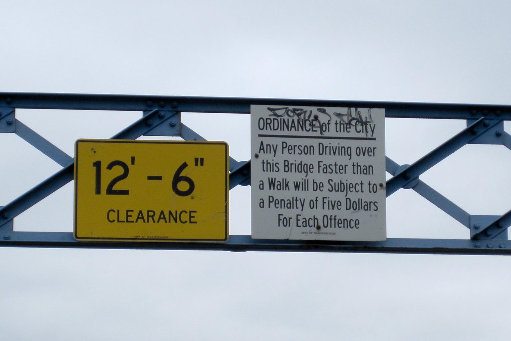 Sign on the Carroll St. Bridge An old city ordinance. Flickr