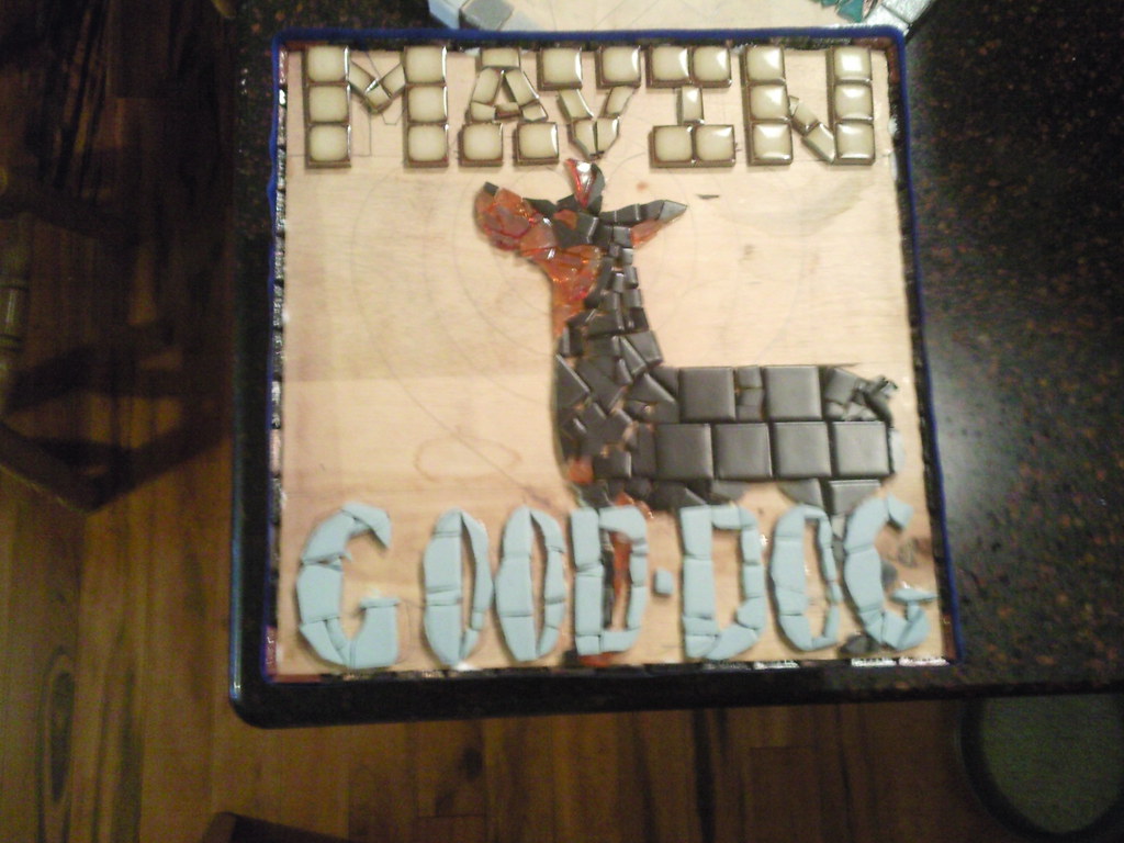 WIP! Mary's minpin memorial Roxx Laughing Loon Mosaics Flickr