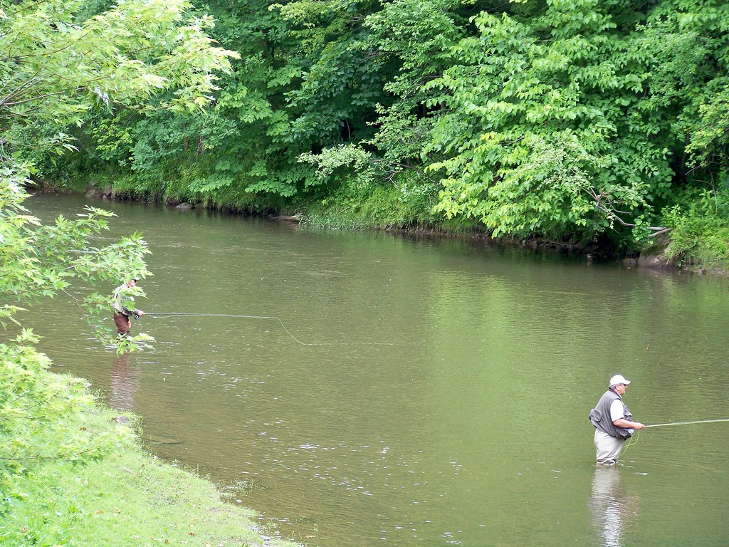 Trying their luck Fly fishing along Neshannock Creek in Vo… Jon