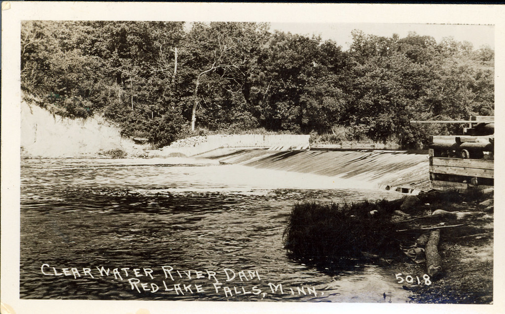Postcard Red Lake Falls, MN Clearwater River Dam Flickr