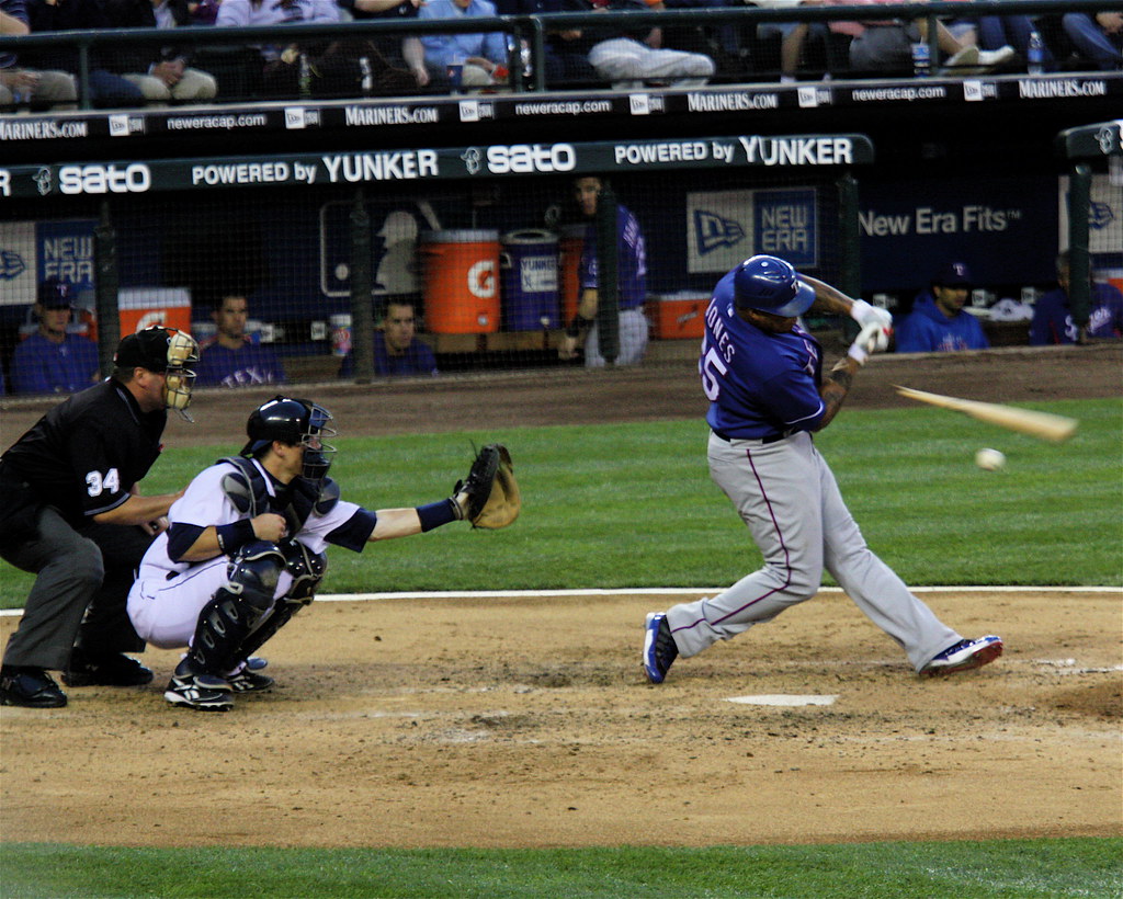 Jones, broken bat Lucky capture here. One of my favorite p… Flickr