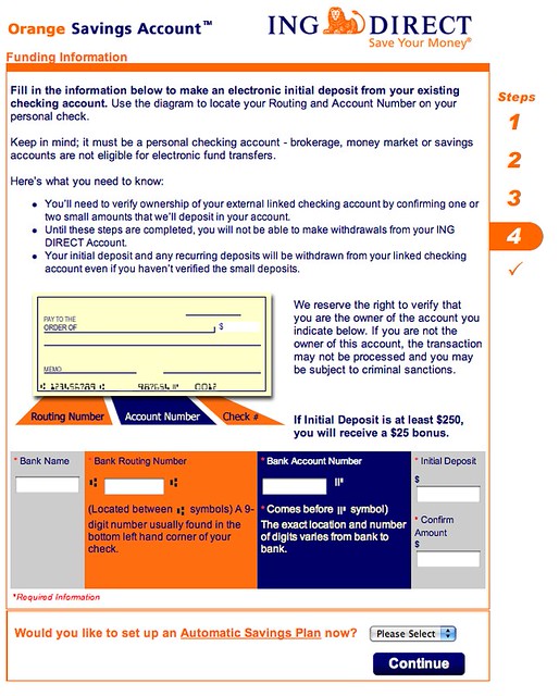 Orange Savings Account Funding Information Chris