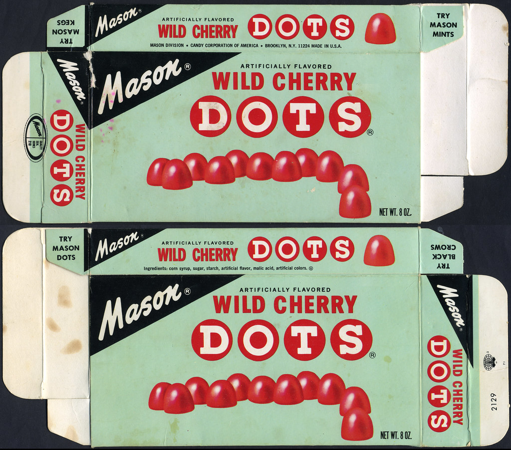 Mason Wild Cherry Dots candy box 1970's Even back in… Flickr