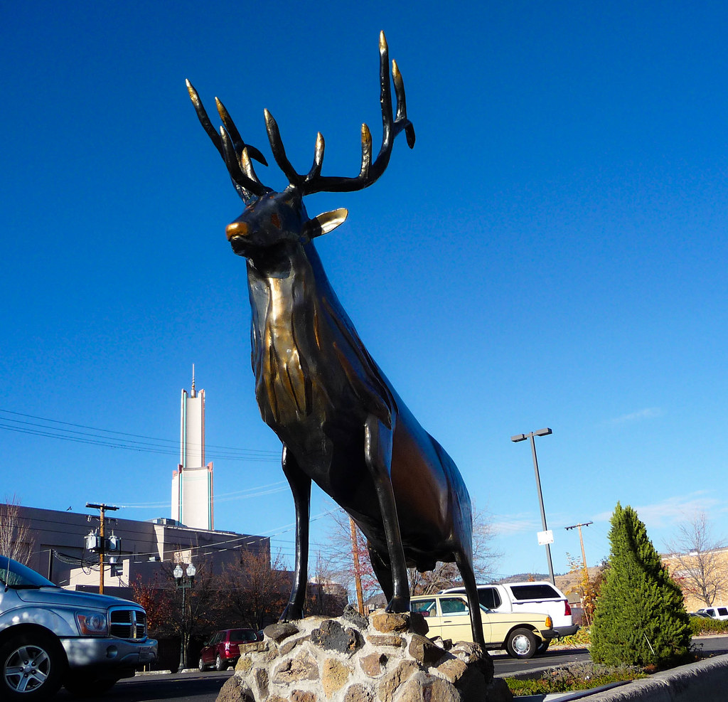 Elk Statue and Theater Spire 2 a photo on Flickriver
