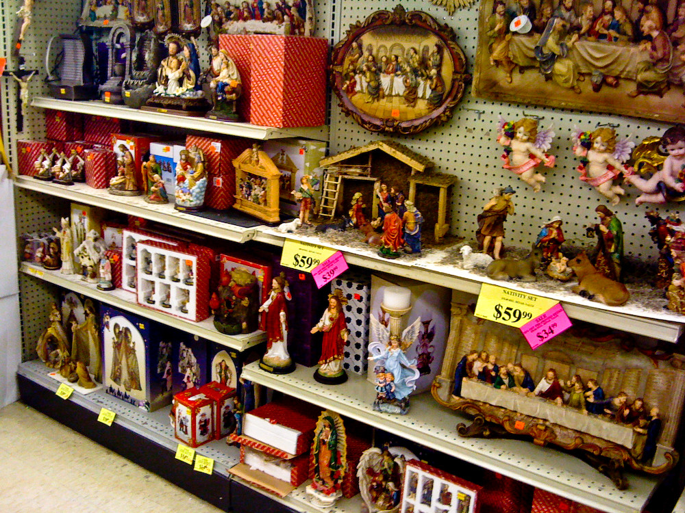 Nativity scenes for sale at Chicago's Metro craft store a photo on