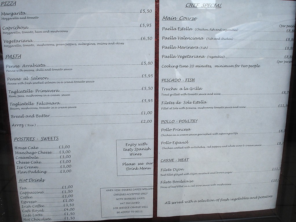 Menu at Estella tapas bar, Wimbledon Park, London SW19 Flickr